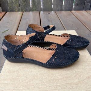 Pikolinos Vallarta Leather Mary Jane Sandal In Black Sz 36EU/5.5-6 US